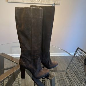 Beautiful high heel Coach suede boots.